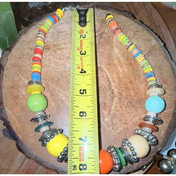 Colorful Boho Mixed Medium Statement Necklace‎ Artsy Bright - Picture 8 of 8